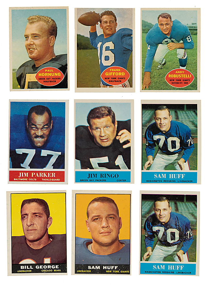 1958 to 1967 Topps, Fleer, and Philadelphia Football Collection (120) Bobby Bell Rookie, Johnny Unitas, and Paul Hornung