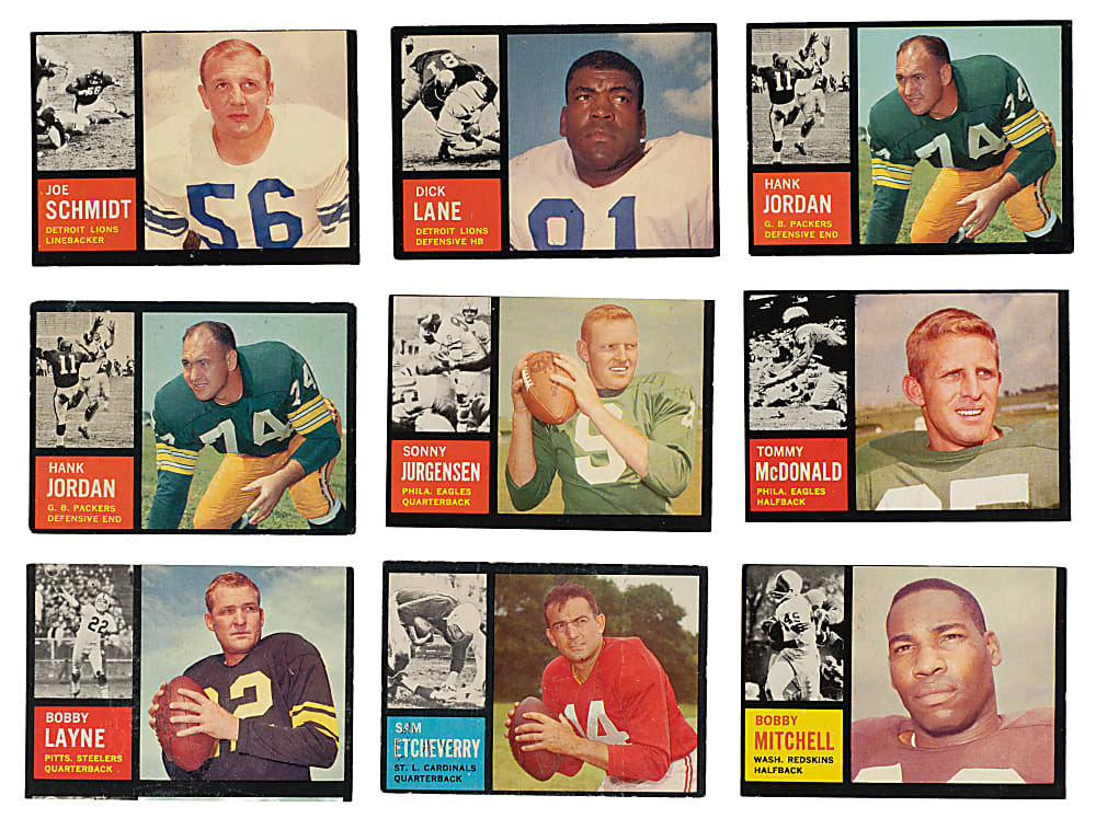 1958 to 1967 Topps, Fleer, and Philadelphia Football Collection (120) Bobby Bell Rookie, Johnny Unitas, and Paul Hornung
