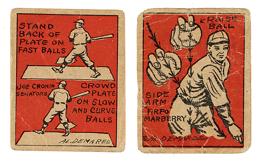 1935 R332 Schutter-Johnson Candy #37 Joe Cronin and #47 Firpo Marberry Pair