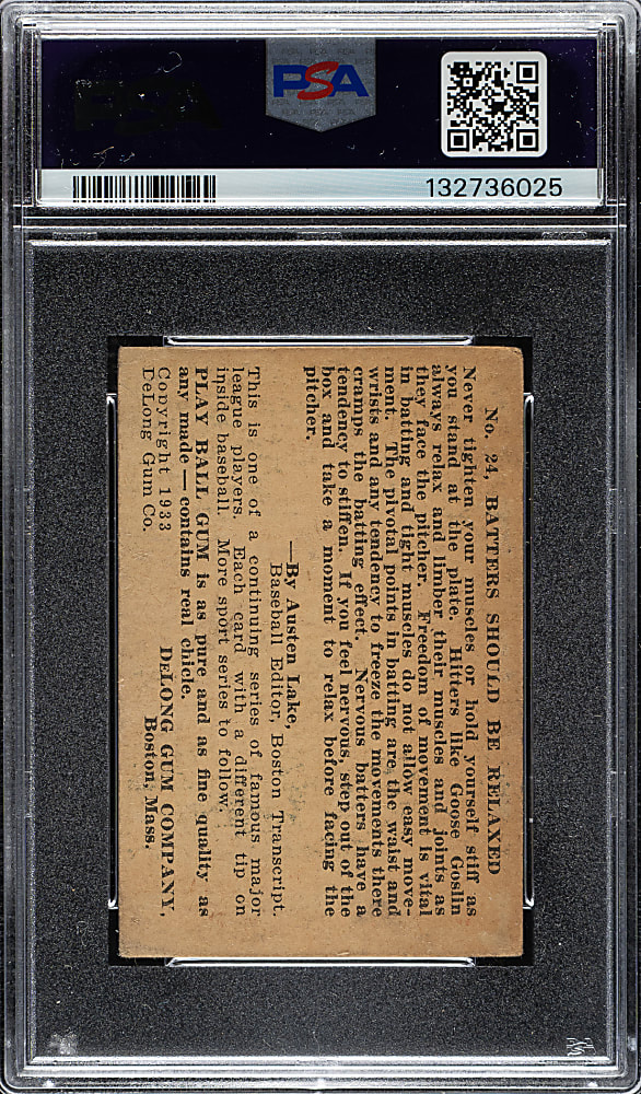 1933 R333 DeLong Gum #24 Goose Goslin PSA GOOD 2