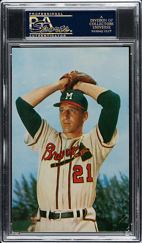 1960 Warren Spahn Signed Postcard - PSA/DNA