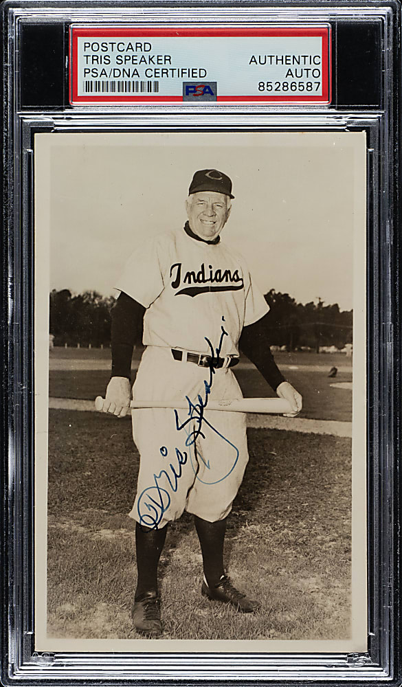 Tris Speaker Signed Postcard - PSA/DNA