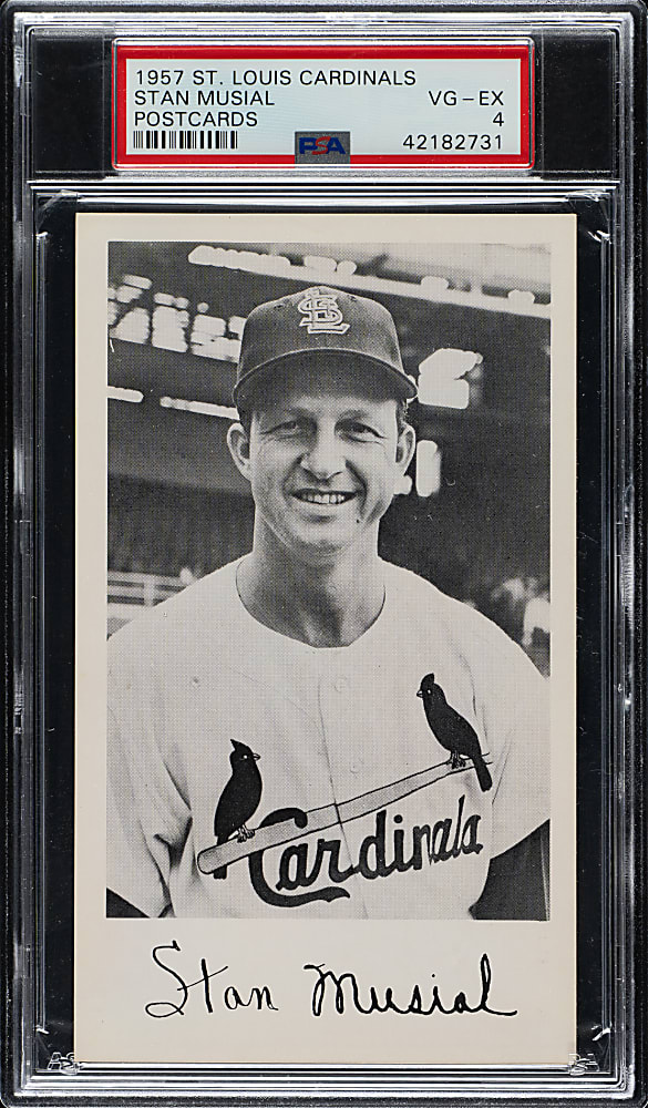 1957 St. Louis Cardinals Postcards Stan Musial PSA VG-EX 4