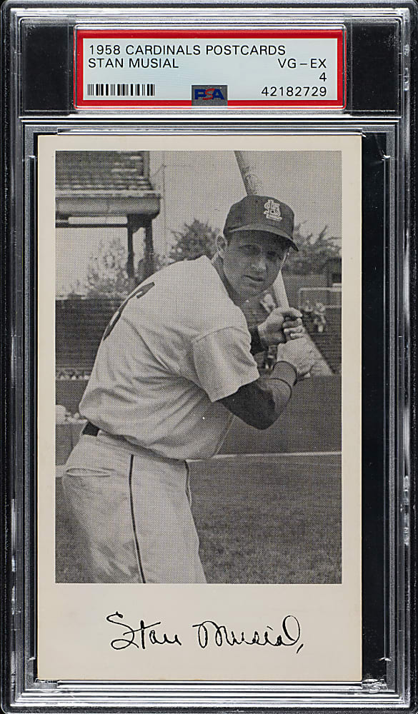 1958 St. Louis Cardinals Postcards Stan Musial PSA VG-EX 4