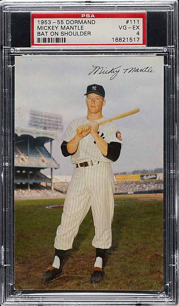 1953-1955 Dormand Postcard Mickey Mantle Bat on Shoulder PSA VG-EX 4