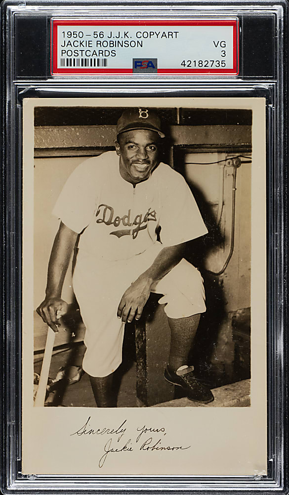 1950s JJK Copyart Photo Postcard Jackie Robinson PSA VG 3