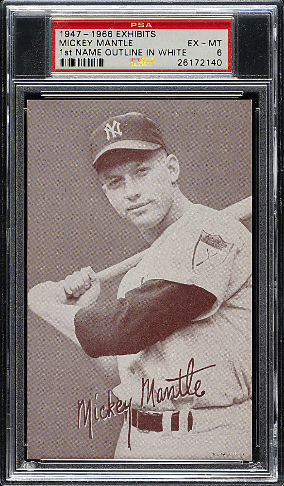 1947-1966 Exhibits Mickey Mantle Batting Name Outlined in White PSA EX-MT 6