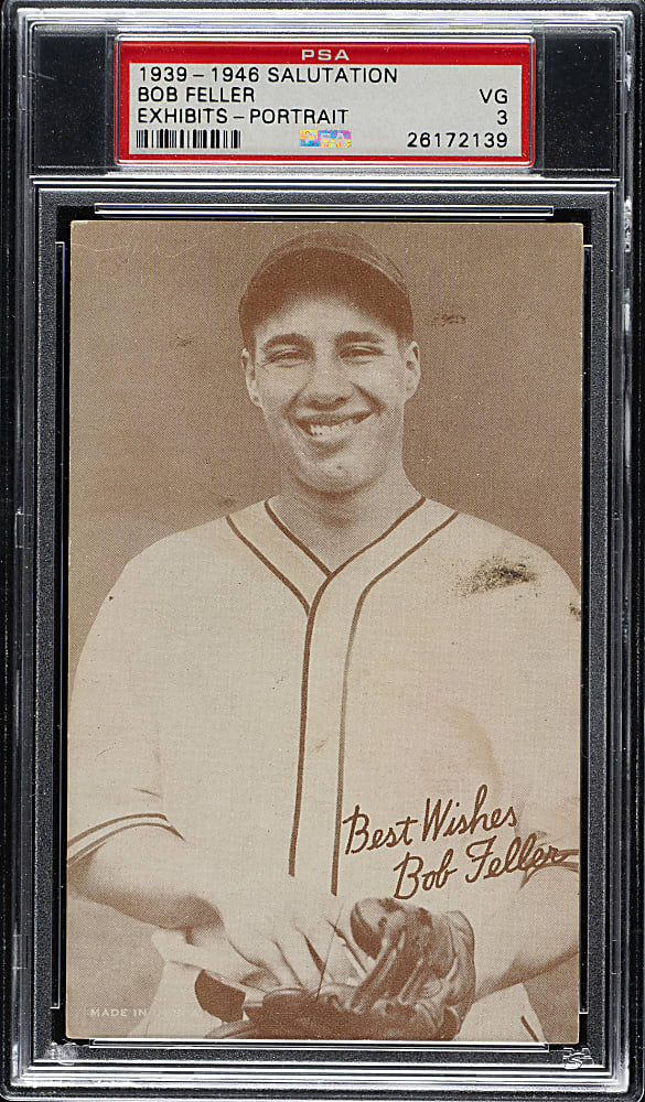1939-1946 W462 Salutation Exhibits Bob Feller Portrait PSA VG 3