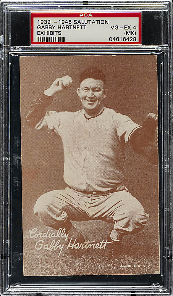 1939-1946 W462 Salutation Exhibits Gabby Hartnett PSA VG-EX 4 (MK)