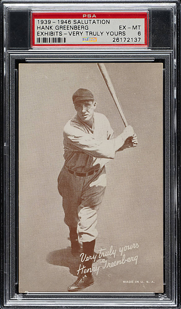 1939-1946 W462 Salutation Exhibits Hank Greenberg Very Truly Yours PSA EX-MT 6