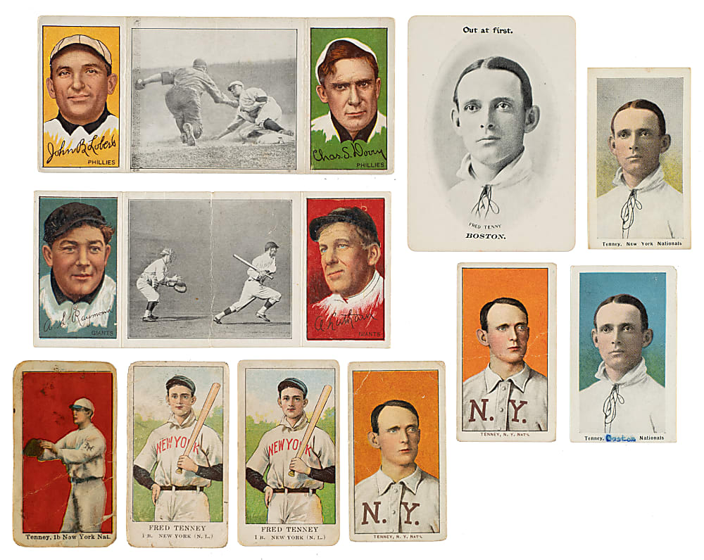 1910-Era Fred Tenney Type-Card Collection (10) Including E90-1, T206, T202, and M116