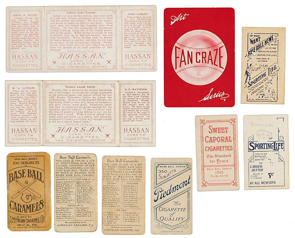 1910-Era Fred Tenney Type-Card Collection (10) Including E90-1, T206, T202, and M116