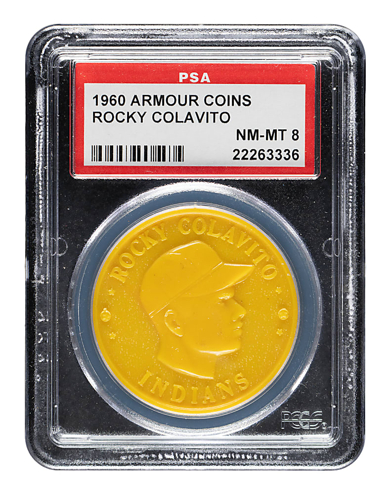 1960 Armour Coins Rocky Colavito PSA NM-MT 8
