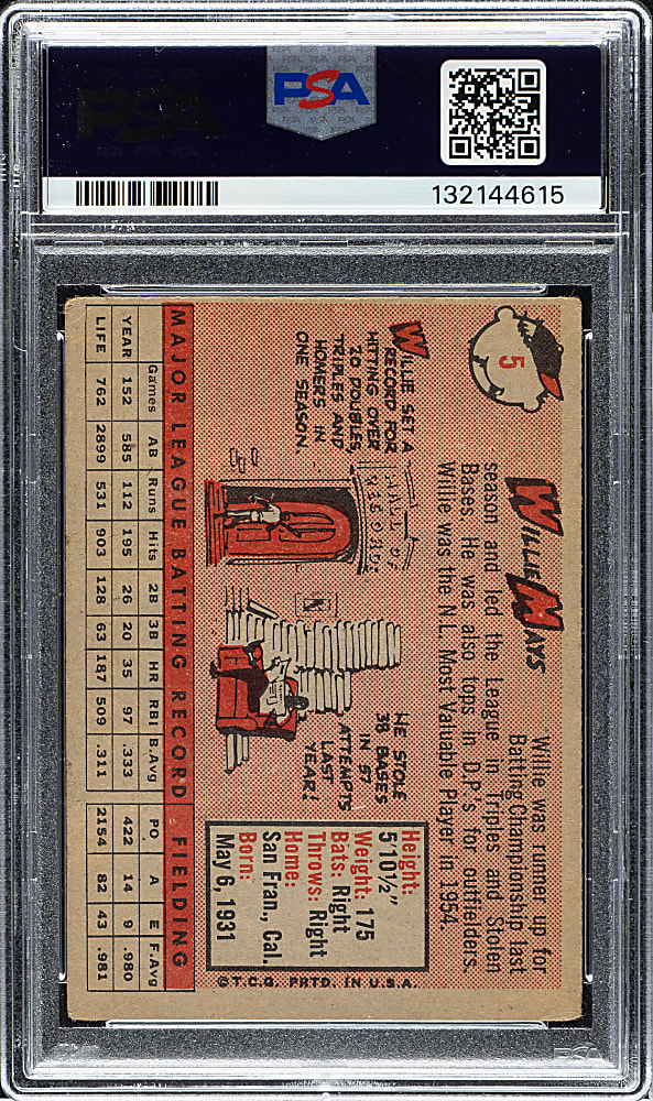 1958 Topps #5 Willie Mays PSA GOOD 2