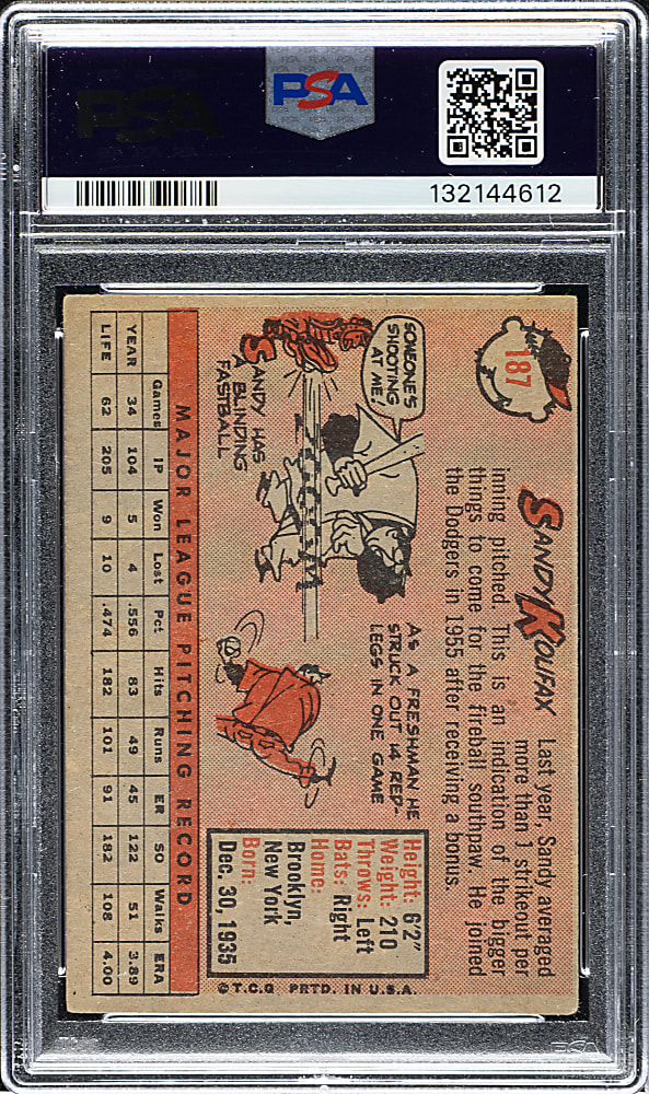 1958 Topps #187 Sandy Koufax PSA VG-EX 4