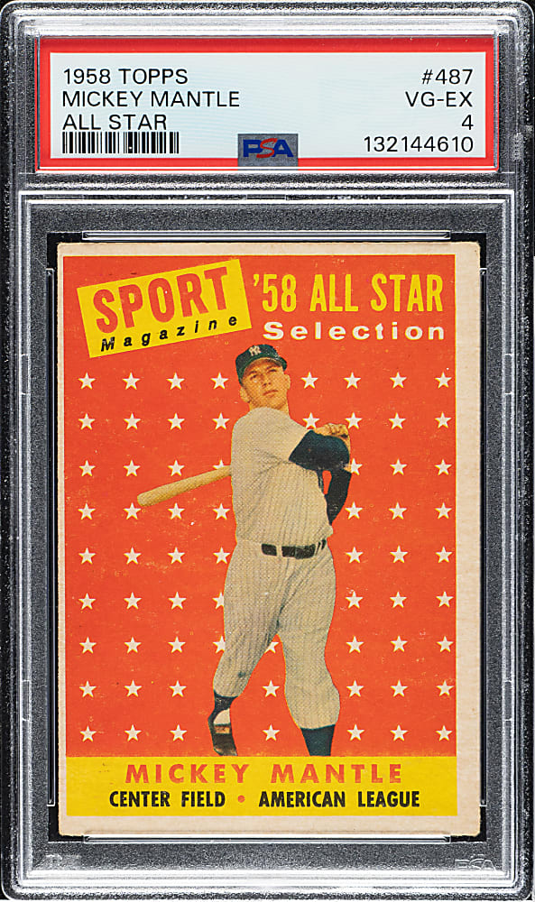 1958 Topps #487 Mickey Mantle All-Star PSA VG-EX 4