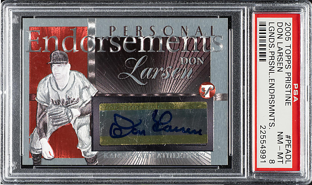 2005 Topps Pristine Legends Personal Endorsements #PEA-DL Don Larsen PSA NM-MT 8