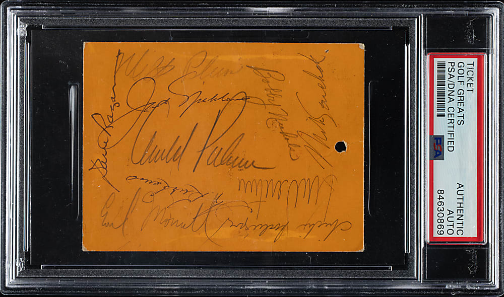 1964 Golf Greats Multi-Signed World Golf Championship Ticket with Jack Nicklaus and Arnold Palmer - PSA/DNA