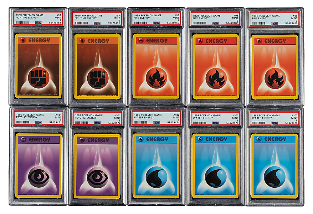 1999 Pokemon Base Set Energy PSA MINT 9 Collection (10)