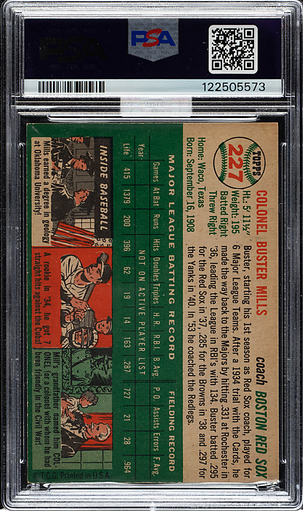 1954 Topps #227 Buster Mills PSA NM 7 (MBA Silver Diamond)