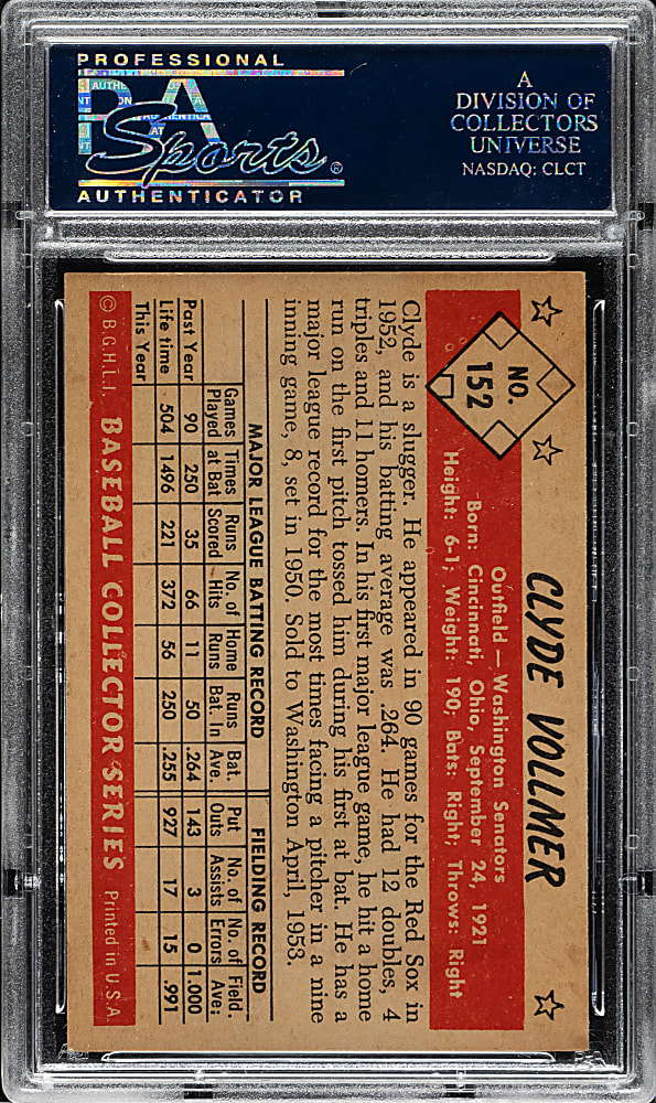 1953 Bowman Color #152 Clyde Vollmer PSA NM-MT 8