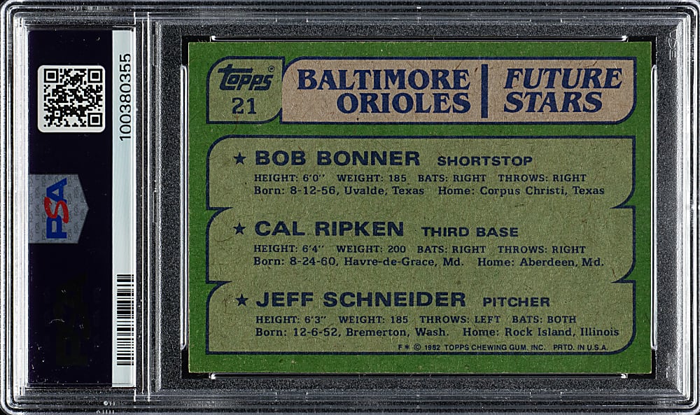 1982 Topps #21 Cal Ripken Jr. Rookie PSA MINT 9