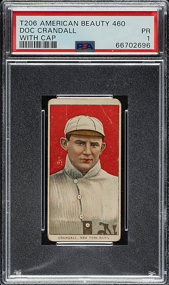 1909-1911 T206 White Border Doc Crandall Portrait with Cap PSA POOR 1 - American Beauty 460 Back