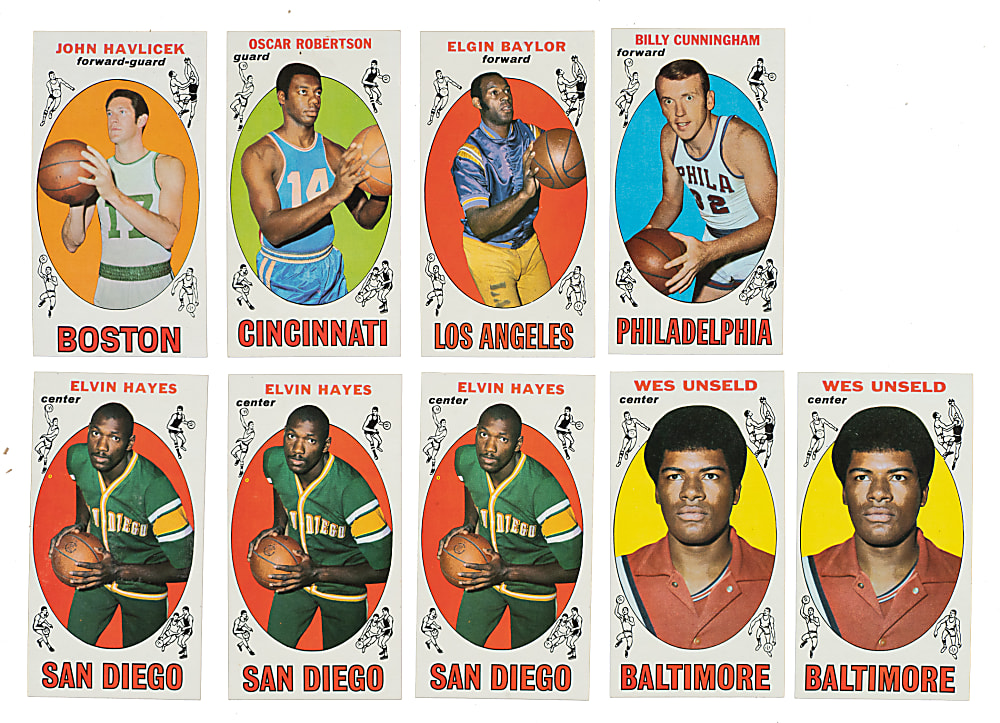 1969-1970 Topps Basketball Hall of Fame Collection (9) Including Oscar Robertson, Elgin Baylor, and John Havlicek Rookie