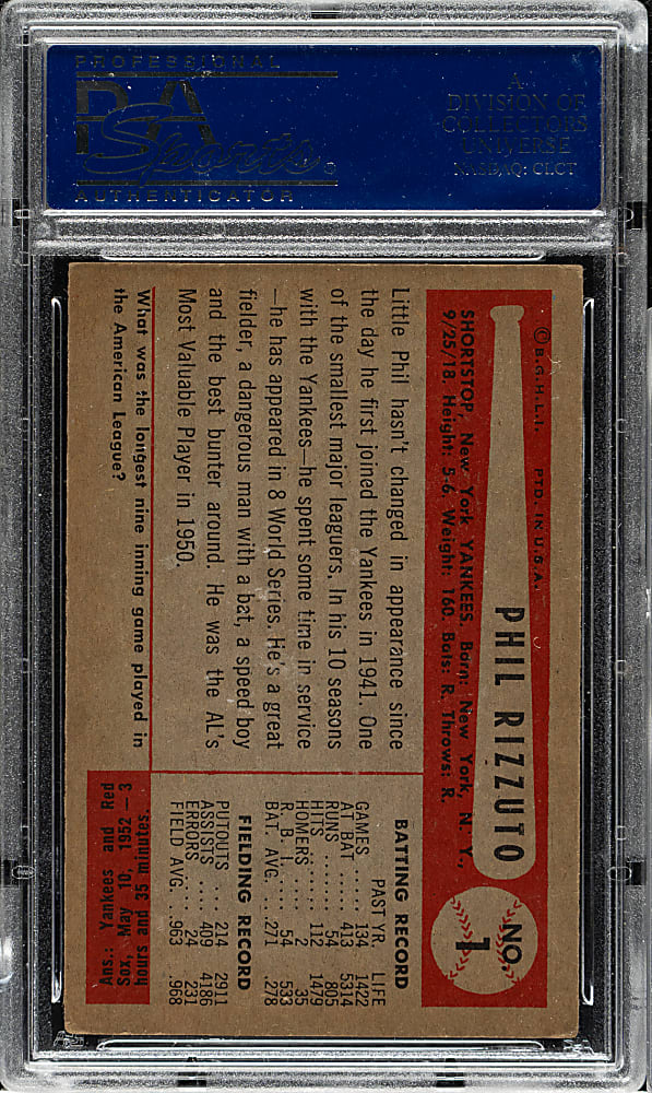 1954 Bowman #1 Phil Rizzuto PSA VG-EX 4