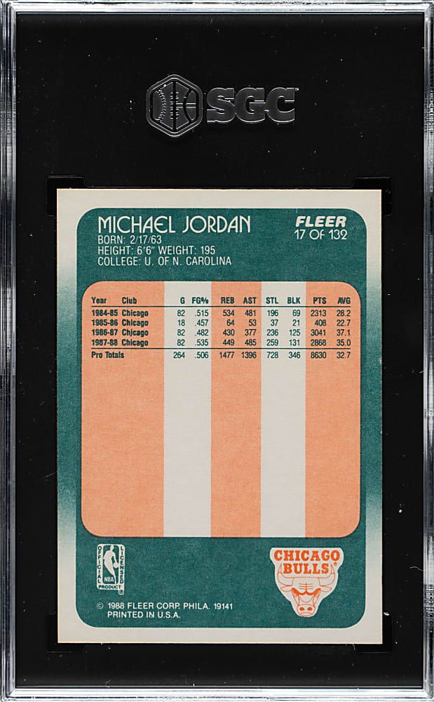 1988-1989 Fleer Basketball #17 Michael Jordan SGC NM/MT 8