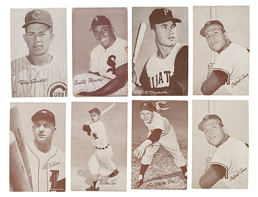 1947-1966 Exhibits and 1963 Statistic Back Exhibits Collection (46) Including Willie Mays, Whitey Ford, and Frank Robinson