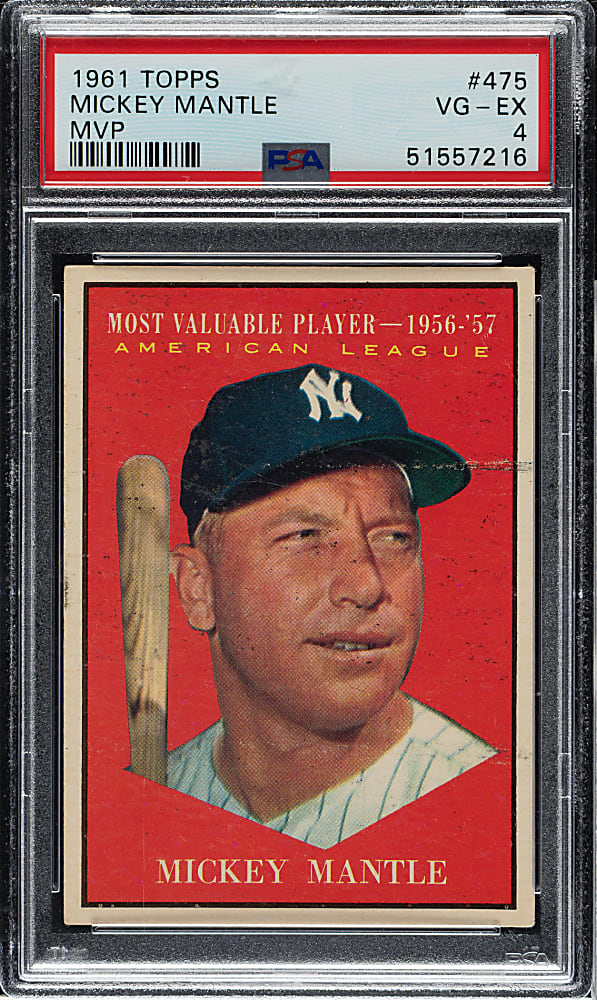 1961 Topps #475 Mickey Mantle MVP PSA VG-EX 4