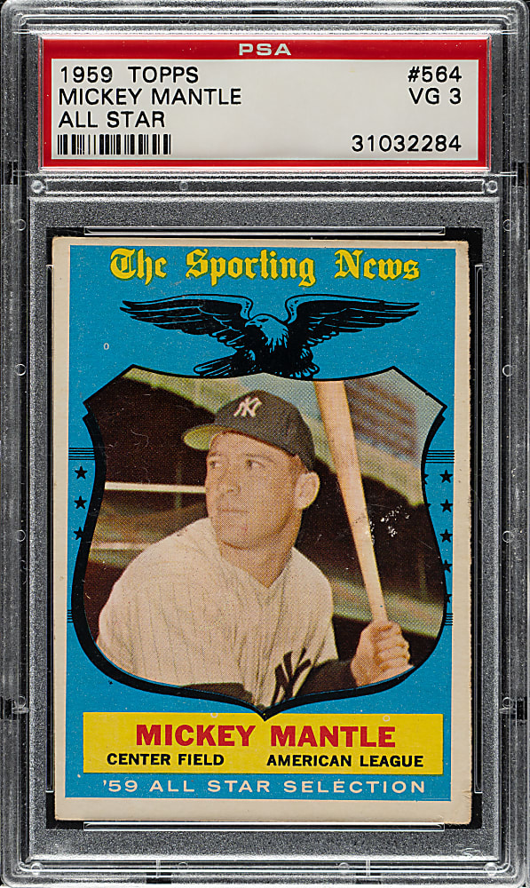 1959 Topps #564 Mickey Mantle All-Star PSA VG 3