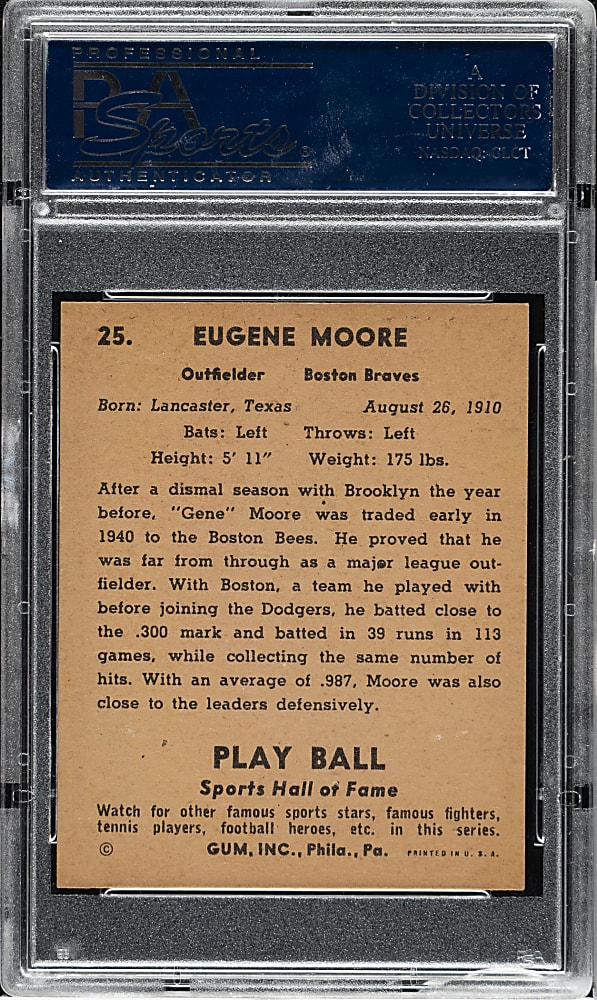 1941 R336 Play Ball #25 Gene Moore PSA NM-MT 8