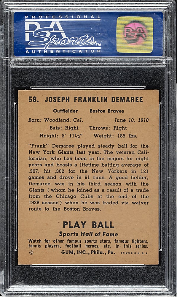 1941 R336 Play Ball #58 Frank Demaree PSA NM 7