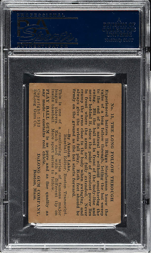1933 R333 DeLong Gum #15 Riggs Stephenson PSA VG-EX 4