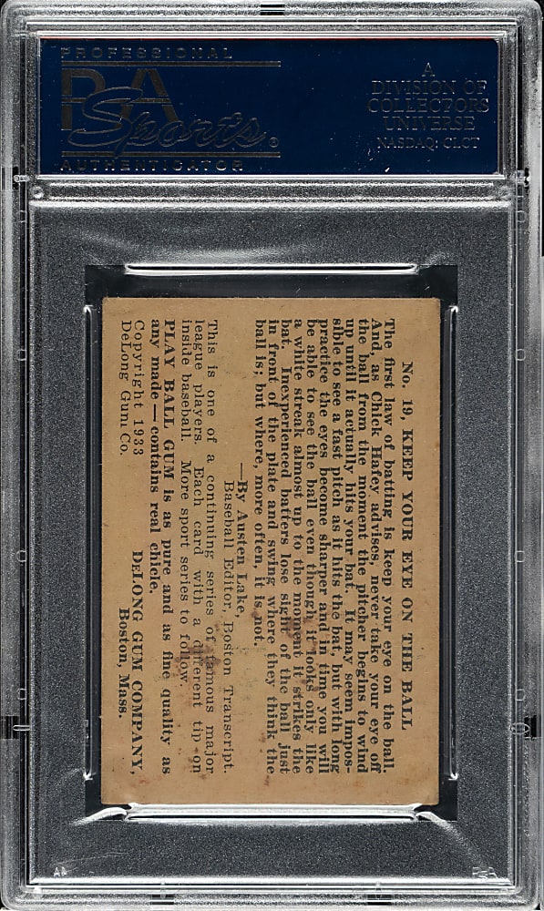 1933 R333 DeLong Gum #19 Chick Hafey PSA VG-EX 4