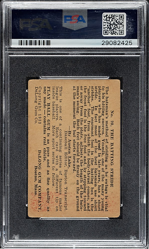 1933 R333 DeLong Gum #20 Joe Vosmik PSA VG 3