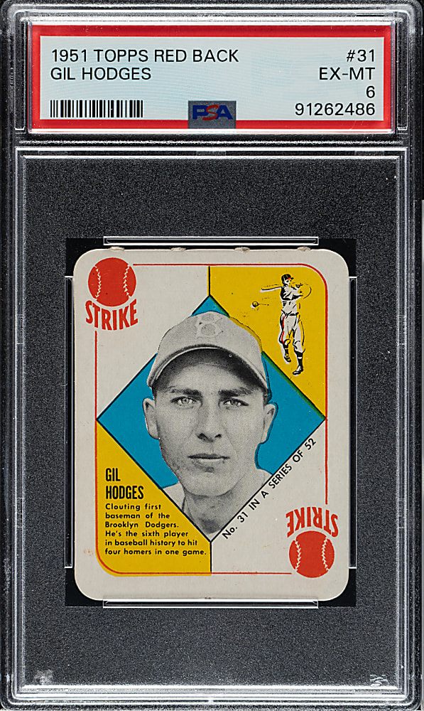 1951 Topps Red Back #31 Gil Hodges PSA EX-MT 6