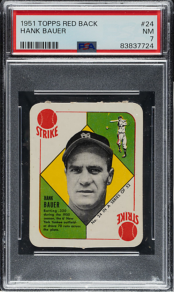1951 Topps Red Back #24 Hank Bauer PSA NM 7