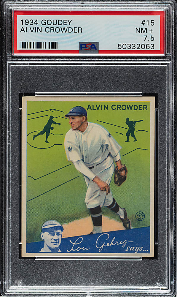 1934 R320 Goudey #15 Alvin Crowder PSA NM+ 7.5