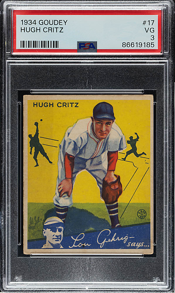 1934 R320 Goudey #17 Hugh Critz PSA VG 3
