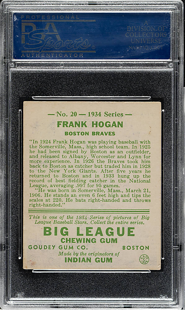 1934 R320 Goudey #20 Frank Hogan PSA VG-EX 4