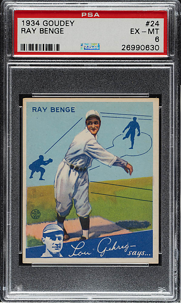 1934 R320 Goudey #24 Ray Benge PSA EX-MT 6
