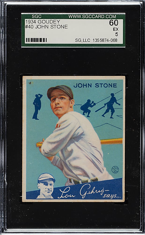 1934 R320 Goudey #40 John Stone SGC EX 60