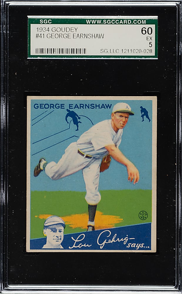 1934 R320 Goudey #41 George Earnshaw SGC EX 60