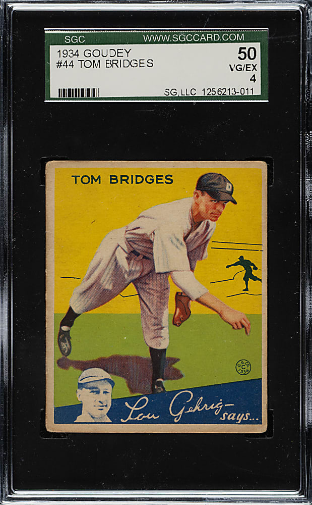 1934 R320 Goudey #44 Tom Bridges SGC VG/EX 50