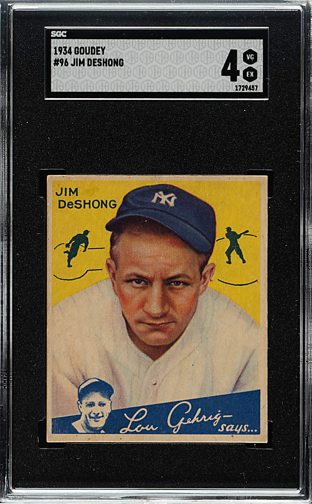 1934 R320 Goudey #96 Jim DeShong SGC VG/EX 4