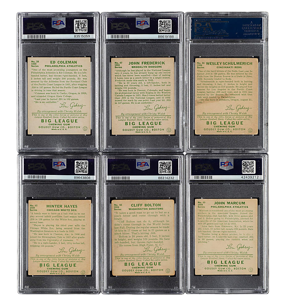 1934 R320 Goudey PSA VG 3 Collection (6)