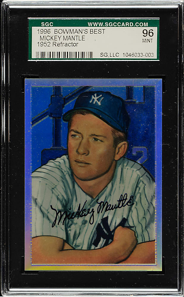 1996 Bowman's Best 1952 Bowman Reprint Mickey Mantle Refractor SGC MINT 96